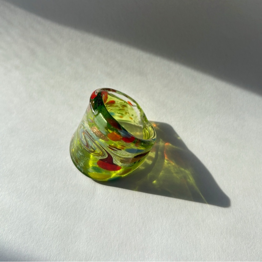 Authentic Hand-Blown Murano Style Art Glass Ring | Vintage Size 9